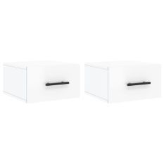 Tables de chevet murales 2 pcs blanc brillant 35x35x20 cm