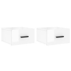 Tables de chevet murales 2 pcs blanc brillant 35x35x20 cm