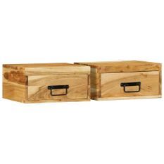 Tables de chevet murales 2 pcs bois massif d'acacia