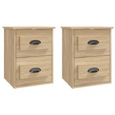 Tables de chevet murales 2 pcs chêne sonoma 41,5x36x53 cm