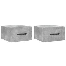 Tables de chevet murales 2 pcs gris béton 35x35x20 cm