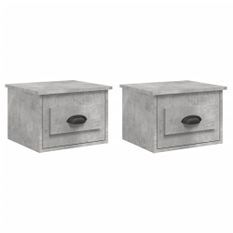 Tables de chevet murales 2 pcs gris béton 41,5x36x28 cm