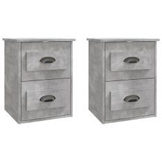 Tables de chevet murales 2 pcs gris béton 41,5x36x53 cm