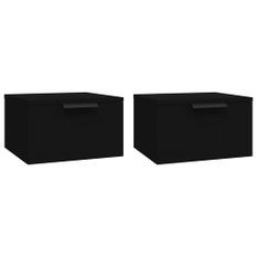 Tables de chevet murales 2 pcs noir 34x30x20 cm