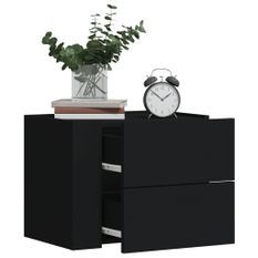 Tables de chevet murales 2 pcs noir 45x30x35 cm