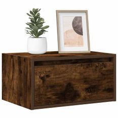 Tables de chevet murales avec lumières LED 2 pcs chêne fumé