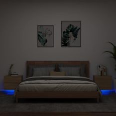 Tables de chevet murales avec lumières LED 2 pcs chêne sonoma