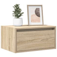 Tables de chevet murales avec lumières LED 2 pcs chêne sonoma