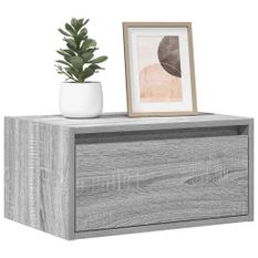 Tables de chevet murales avec lumières LED 2 pcs sonoma gris