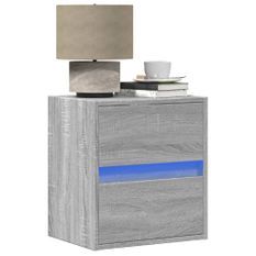 Tables de chevet murales avec lumières LED 2 pcs sonoma gris