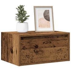 Tables de chevet murales avec lumières LED 2 pcs vieux bois