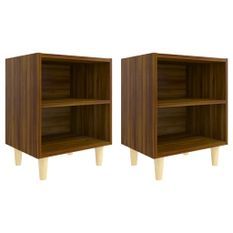 Tables de chevet pieds en bois 2 pcs Chêne marron 40x30x50 cm