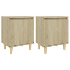 Tables de chevet pieds en bois 2 pcs Chêne sonoma 40x30x50 cm