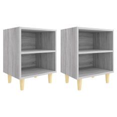 Tables de chevet pieds en bois 2 pcs Sonoma gris 40x30x50 cm