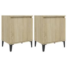 Tables de chevet pieds en métal 2 pcs Chêne sonoma 40x30x50 cm 2