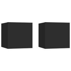 Tables de chevet suspendu 2 pcs Noir 30,5x30x30 cm