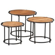 Tables gigognes 3 pcs bois massif d'acacia