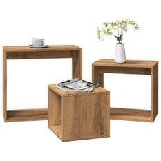 Tables gigognes 3 pcs chêne artisanal bois d'ingénierie