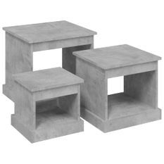 Tables gigognes 3 pcs gris béton bois d'ingénierie