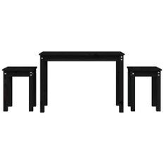 Tables gigognes 3 pcs Noir Bois de pin massif