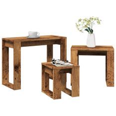 Tables gigognes 3 pcs vieux bois bois d'ingénierie