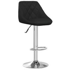 Tabouret avec dossier et assise en simili cuir noir Loka