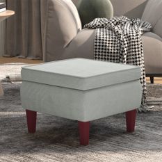 Tabouret avec pieds en bois Gris clair Velours