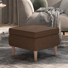 Tabouret avec pieds en bois Marron Tissu