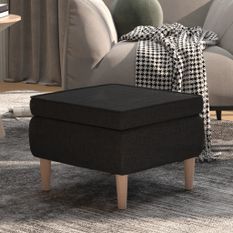 Tabouret avec pieds en bois Noir Tissu