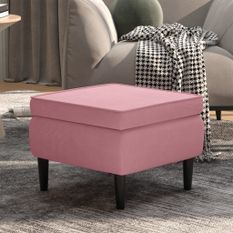 Tabouret avec pieds en bois Rose Velours