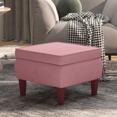 Tabouret avec pieds en bois Rose Velours