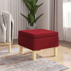 Tabouret avec pieds en bois Rouge bordeaux Tissu