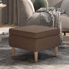 Tabouret avec pieds en bois Taupe Tissu