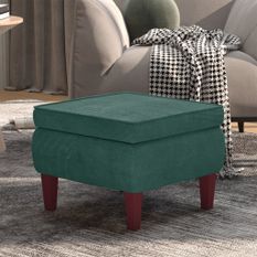 Tabouret avec pieds en bois Vert foncé Velours