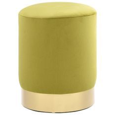 Tabouret bas design velours vert anis et metal doré Sinza