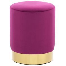 Tabouret bas design velours violet et metal doré Sinza