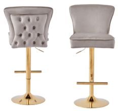 Tabouret capitonné velours et et pied doré Gaby - Lot de 2