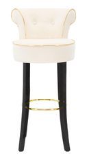 Tabouret de bar crème en velours avec pieds dorés Dora
