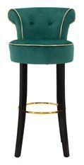 Tabouret de bar crème en velours avec structure dorée Dora