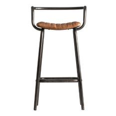 Tabouret de bar cuir marron et pieds métal Alina