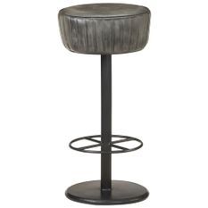 Tabouret de bar Gris Cuir véritable Havane - Hauteur d'assise 76 cm