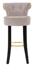 Tabouret de bar gris en velours avec pieds dorés Dora