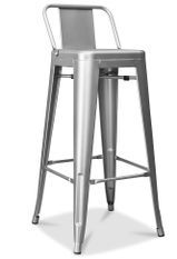 Tabouret de bar industriel KABAR Premium en acier renforcé vintage avec dossier – Assise 76 cm – Haut de gamme