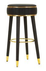 Tabouret de bar London noir design élégant doré