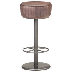 Tabouret de bar Marron foncé Cuir véritable Havane - Hauteur d'assise 76 cm