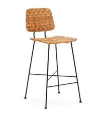 Tabouret de Bar osier naturel et pieds métal noir Randy - Design tendance