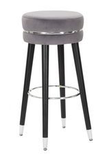 Tabouret de bar Paris gris velours finition argent
