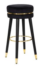 Tabouret de bar Paris noir velours doré glamour