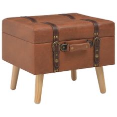 Tabouret de rangement 40 cm Brun roux Similicuir