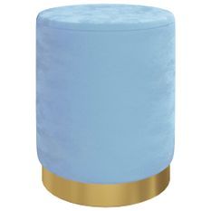 Tabouret de rangement rond Bleu clair Velours